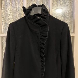 DKNY Black Wool Funnel Neck Coat